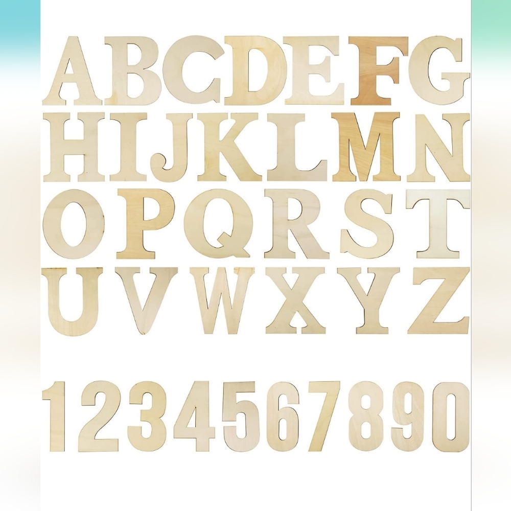 36 pieces 6" Wood Aphabet letter & Unfinished wooden numbers craft